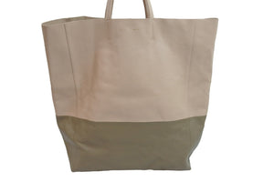 CELINE セリーヌ トートバッグ ハンドバッグ カバー S-CU0182 レザー バイカラー ベージュ 良品 中古 52995