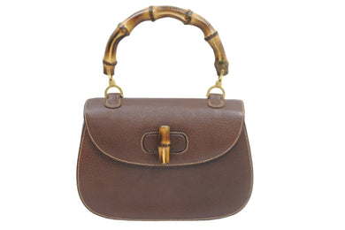 GUCCI グッチ ハンドバッグ 2WAY ショルダーバッグ ブラウン バンブー レザー ゴールド金具 美品 中古 53021 