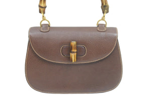 GUCCI グッチ ハンドバッグ 2WAY ショルダーバッグ ブラウン バンブー レザー ゴールド金具 美品 中古 53021 