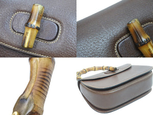 GUCCI グッチ ハンドバッグ 2WAY ショルダーバッグ ブラウン バンブー レザー ゴールド金具 美品 中古 53021 