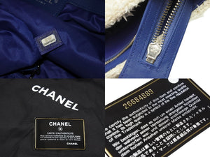 極美品 CHANEL シャネル トートバッグ ラージショッピングバッグ 26番台 AS0452 コットン ラム ホワイト ブルー 中古 53023