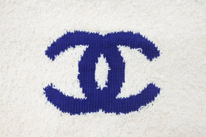 極美品 CHANEL シャネル トートバッグ ラージショッピングバッグ 26番台 AS0452 コットン ラム ホワイト ブルー 中古 53023