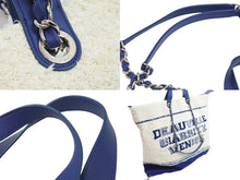 Load image into Gallery viewer, 極美品 CHANEL シャネル トートバッグ ラージショッピングバッグ 26番台 AS0452 コットン ラム ホワイト ブルー 中古 53023