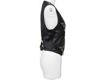 Load image into Gallery viewer, GIANNI VERSACE ジャンニヴェルサーチ ベスト セットアップ メデューサボタン レザー レーヨン ブラック サイズ42 美品 中古 53031