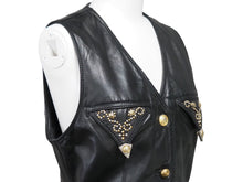 Load image into Gallery viewer, GIANNI VERSACE ジャンニヴェルサーチ ベスト セットアップ メデューサボタン レザー レーヨン ブラック サイズ42 美品 中古 53031