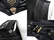 Load image into Gallery viewer, GIANNI VERSACE ジャンニヴェルサーチ ベスト セットアップ メデューサボタン レザー レーヨン ブラック サイズ42 美品 中古 53031