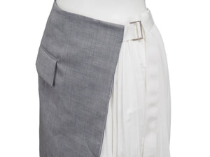 Sacai サカイ スカート ドッキング グレー ホワイト サイズ0 21-05661 ポリエステル シルバー金具 美品 中古 53050