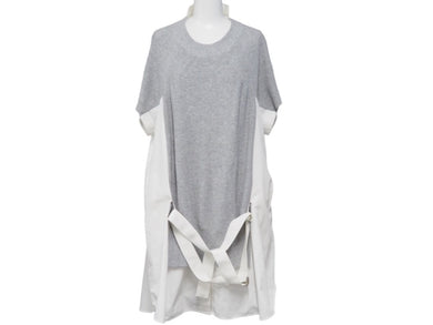 Sacai サカイ長袖シャツ ドッキングシャツ サイズ1 18-03637 ホワイト グレー シルバー金具 美品 中古 53051 