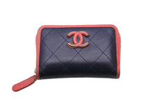 Load image into Gallery viewer, CHANEL シャネル 財布 コインケース ココマーク ピンク ネイビー 27番台 シルバー金具 良品 中古 53073