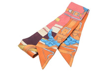 Load image into Gallery viewer, HERMES エルメス ストール ツイリー スカーフ ピンク オレンジ シルク フランス製 美品 中古 53075