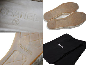 CHANEL シャネル ココマーク エスパドリーユ G29762 スリッポン ホワイト ブラック 36サイズ 23cm 中古 53077