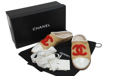 CHANEL シャネル ココマーク エスパドリーユ G34422 スリッポン フラットシューズ 36サイズ 23cm 箱付き 中古 53078