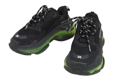 BALENCIAGA バレンシアガ スニーカー triple s トリプルS レディース ブラック グリーン サイズ36 美品 中古 53086