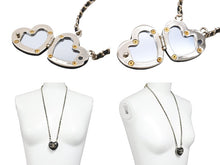 Load image into Gallery viewer, 極美品 CHANEL シャネル ココマーク ハート チェーン ネックレス ロケット ペンダント B22K 48g ブラック ロゴ 中古 53096