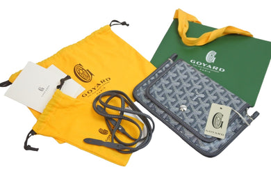新品未使用 GOYARD ゴヤール ショルダーバッグ プリュメ ポーチウォレット グレー PVC レザー シルバー金具 中古 53142