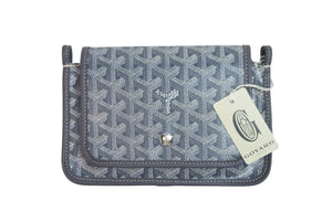 新品未使用 GOYARD ゴヤール ショルダーバッグ プリュメ ポーチウォレット グレー PVC レザー シルバー金具 中古 53142