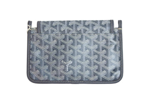 新品未使用 GOYARD ゴヤール ショルダーバッグ プリュメ ポーチウォレット グレー PVC レザー シルバー金具 中古 53142