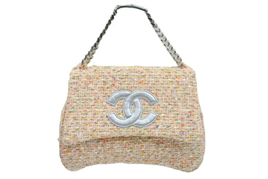 CHANEL シャネル ハンドバッグ チェーンショルダーバッグ ココマーク 8番台 マルチカラー ツィード シルバー金具 美品 中古 53146