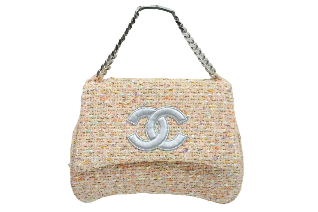 CHANEL シャネル ハンドバッグ チェーンショルダーバッグ ココマーク 8番台 マルチカラー ツィード シルバー金具 美品 中古 53146