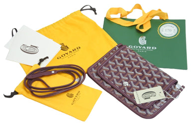新品未使用 GOYARD ゴヤール ショルダーバッグ プリュメ ポーチウォレット ワインレッド PVC レザー シルバー金具 中古 53147 正規品