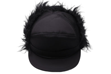 PRADA プラダ 帽子 トラベルキャップ ファー付き ナイロン 2HC180 19AW CAPPELLI ブラック サイズL 美品 中古 53149 
