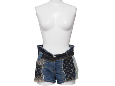 LOUIS VUITTON ルイヴィトン ショートパンツ デニムパッチワーク RW071B WKPA37CF7 ブルー サイズ34 美品 中古 53184