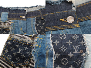 LOUIS VUITTON ルイヴィトン ショートパンツ デニムパッチワーク RW071B WKPA37CF7 ブルー サイズ34 美品 中古 53184