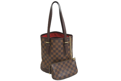 LOUIS VUITTON ルイ・ヴィトン ダミエ マレ ショルダーバッグ ポーチ付き ブラウン ゴールド金具 ロゴ N42240 美品 中古 53187