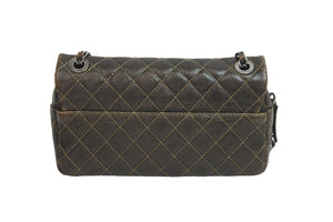 CHANEL シャネル チェーン ショルダーバッグ キャビアスキン 18番台 ブラック系 ココマーク シルバー金具 中古 53201