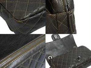 CHANEL シャネル チェーン ショルダーバッグ キャビアスキン 18番台 ブラック系 ココマーク シルバー金具 中古 53201