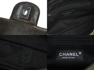 CHANEL シャネル チェーン ショルダーバッグ キャビアスキン 18番台 ブラック系 ココマーク シルバー金具 中古 53201