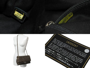CHANEL シャネル チェーン ショルダーバッグ キャビアスキン 18番台 ブラック系 ココマーク シルバー金具 中古 53201