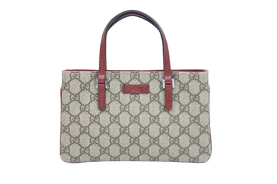 GUCCI グッチ ハンドバッグ ミニバッグ 114599 GGスプリーム ベージュ レッド シルバー金具 美品 中古 53218 