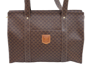 CELINE セリーヌ トートバッグ マカダム柄 ヴィンテージ ブラウン PVCレザー MC97/2 ゴールド金具 美品 中古 53222