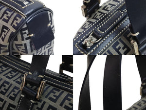 FENDI フェンディ ズッキーノ柄　ハンドバッグ　ネイビー マンマバゲット ズッキーノ キャンバス レザー ネイビー