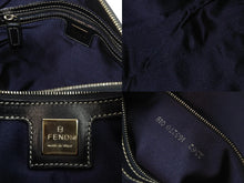 画像をギャラリービューアに読み込む, FENDI フェンディ ミニボストンバッグ ハンドバッグ ズッキーノ柄 レザー ネイビー グレー シルバー金具 美品 中古 53225 