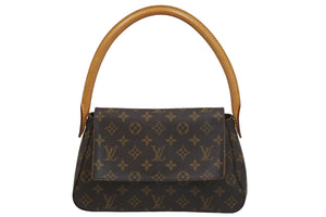 極美品 LOUISVUITTON ルイヴィトン ミニルーピング モノグラム ハンドバッグ M51147 SD0013 ブラウン ベージュ 中古 53231