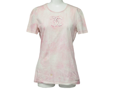 CHANEL シャネル 半袖 Tシャツ ココマーク タイダイ柄 P34611K02001 09C ピンク ラメ入り サイズ40 良品 中古 53256