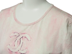 CHANEL シャネル 半袖 Tシャツ ココマーク タイダイ柄 P34611K02001 09C ピンク ラメ入り サイズ40 良品 中古 53256
