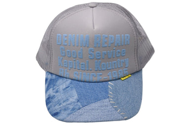 新品未使用品 KAPITAL キャピタル キャップ EK-1453 DENIM REPAIR SERVICEpt デニム再構築 トラックCAP ブルー グレー 中古 53273