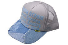 Load image into Gallery viewer, 新品未使用品 KAPITAL キャピタル キャップ EK-1453 DENIM REPAIR SERVICEpt デニム再構築 トラックCAP ブルー グレー 中古 53273