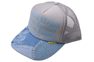 新品未使用品 KAPITAL キャピタル キャップ EK-1453 DENIM REPAIR SERVICEpt デニム再構築 トラックCAP ブルー グレー 中古 53273