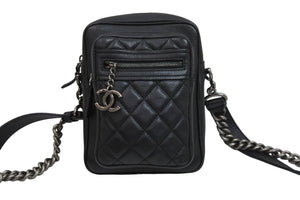 極美品 CHANEL シャネル ショルダーバッグ マトラッセ チェーンショルダー 22番台 ブラック レザー ガンメタリック金具 中古 53297