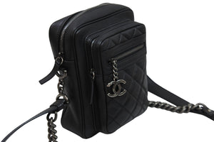 極美品 CHANEL シャネル ショルダーバッグ マトラッセ チェーンショルダー 22番台 ブラック レザー ガンメタリック金具 中古 53297