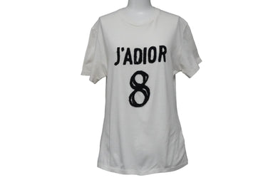 Christian Dior クリスチャンディオール 半袖Ｔシャツ J’ADIOR ホワイト ブラック コットン 麻 XS 7E23503Y1428 美品 中古 53347