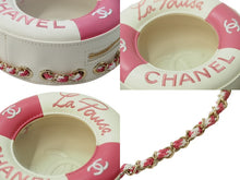 Load image into Gallery viewer, CHANEL シャネル 浮き輪モチーフ チェーンショルダーバッグ クルーズライン 27番台 ラムスキン ホワイト ピンク 美品 中古 53360