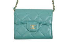 Load image into Gallery viewer, CHANEL シャネル 財布 チェーンウォレット マトラッセ 27番台 ココマーク グリーン レザー ゴールド金具 美品 中古 53362