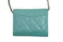 Load image into Gallery viewer, CHANEL シャネル 財布 チェーンウォレット マトラッセ 27番台 ココマーク グリーン レザー ゴールド金具 美品 中古 53362