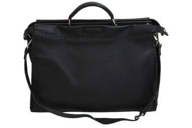 FENDI フェンディ ハンドバッグ ショルダーバッグ 2way 7VA388 ブラック ローマンレザー シルバー金具 美品 中古 53378
