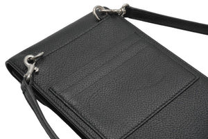新品同様 BALENCIAGA バレンシアガ カードケース ショルダーバッグ ブラック レザー シルバー金具 中古 53383